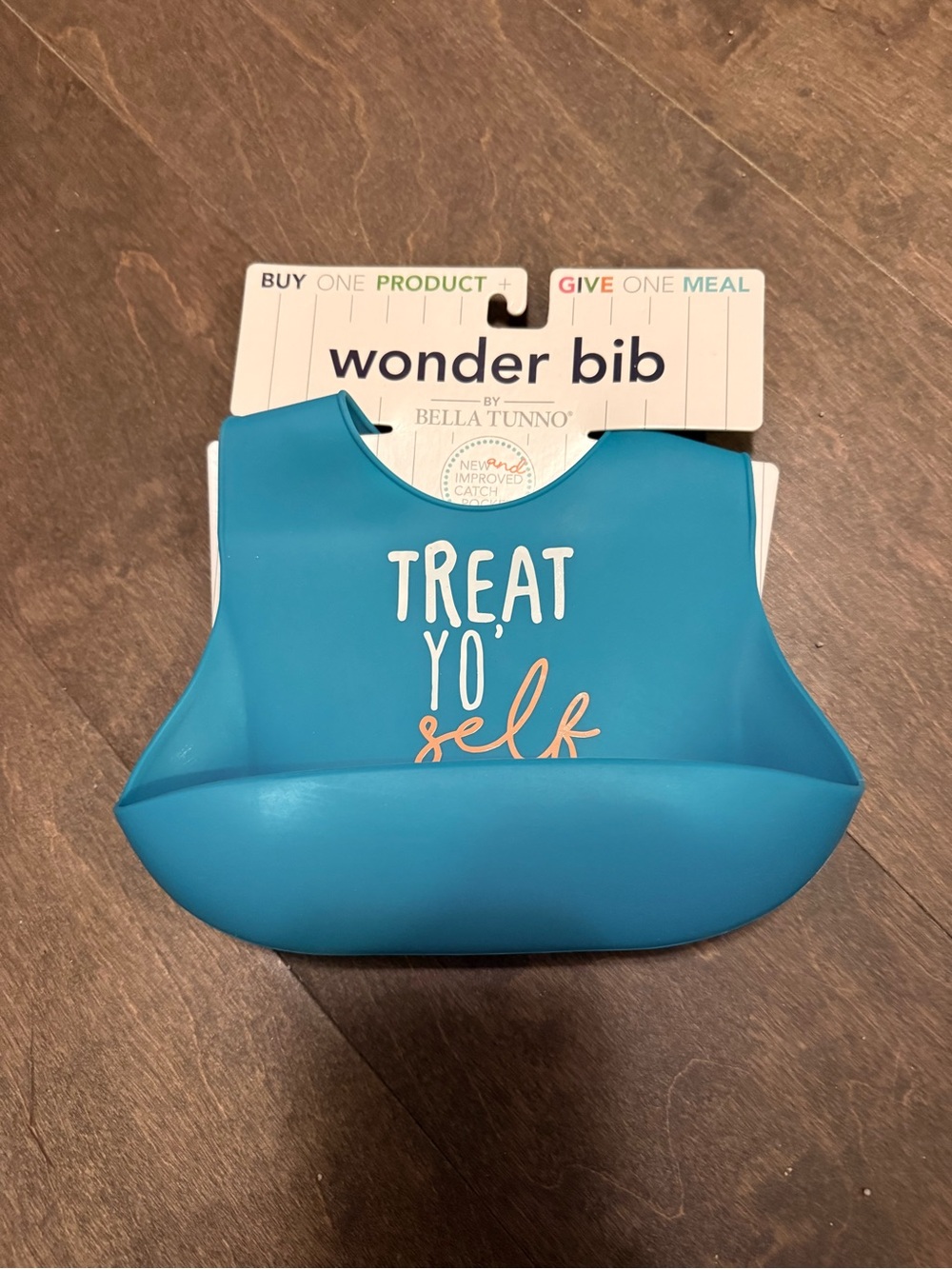 Wonder Bib by Bella Tunno- Blue "Treat Yo' Self" Silicone Baby Bib